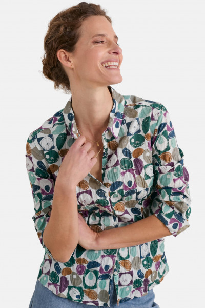 Seasalt Cornwall Larissa Damen Bluse Türkis Grün Kreise Lila