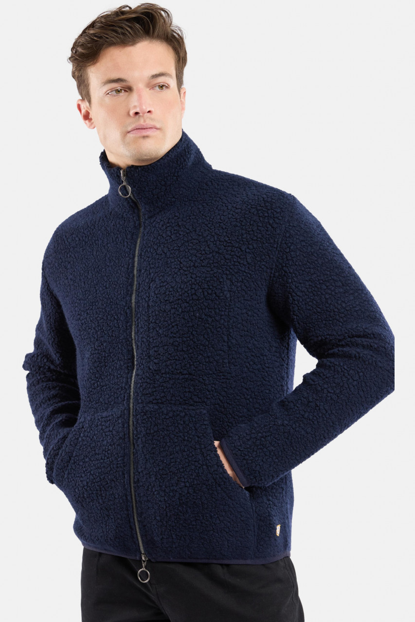 Armor Lux Fleece Jacke Herren Dunkelblau Veste Sherpa Wollmischung