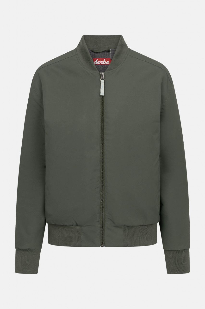 Derbe Übergangsjacke Blousholm Damen Oliv Grün Warm Gefüttert Blouson Nadelstreifen