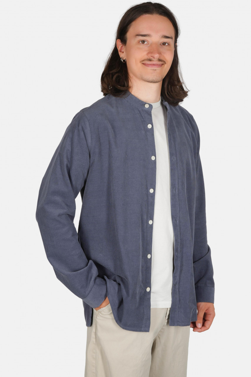 Hanseheld Cordhemd Herren Blau-Grau