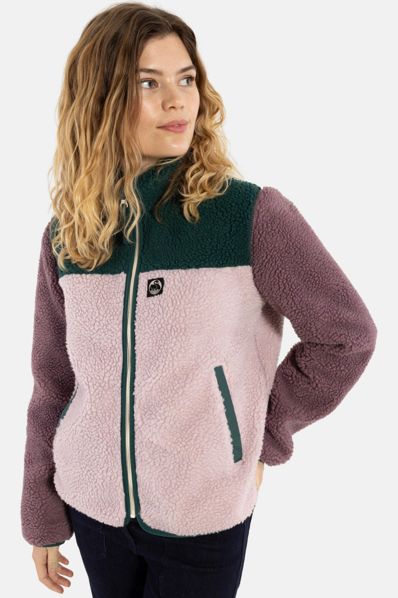 Danefae Danebirk Fleecejacke Rosa Flieder Dunkelgrün