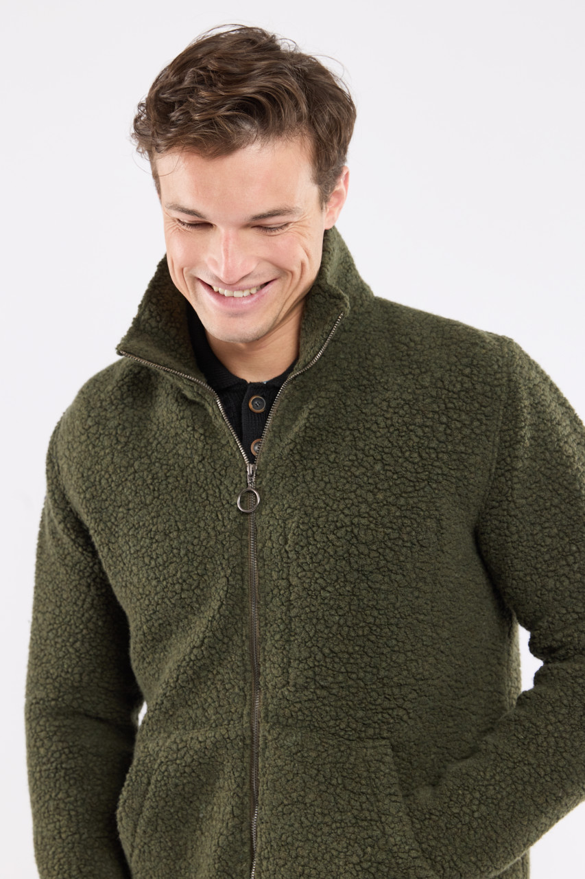 Armor Lux Fleece Jacke Herren Oliv Grün Veste Sherpa Wollmischung