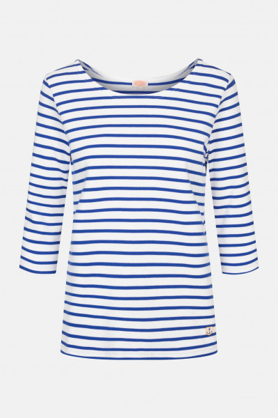 Armor Lux Damen Streifenshirt Guérande 3/4-Arm Weiß Sternblau