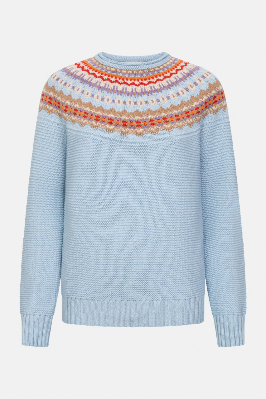 ERIBÉ Pullover Stoneybrek Damen Hellblau Orange Fairisle