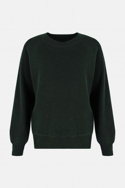 Danefae Strickpullover Danerelation Damen Dunkelgrün Chunky Rippstrick