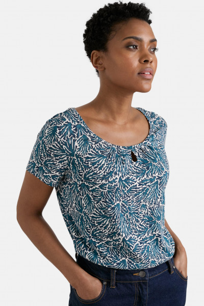 Seasalt Cornwall Appletree Damen Shirt Weiß Petrol Blau Floral Maritim Seasalt Cornwall Appletree Damen Shirt Weiß Petrol Blau Floral Maritim