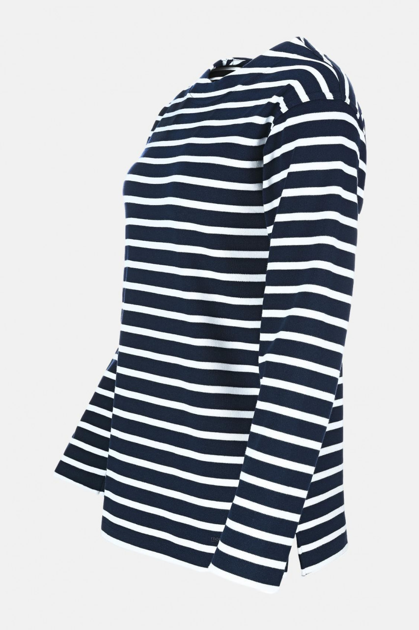 Bretonisches Fischerhemd Damen Langarm - Streifenshirt - blau/weissgestreift