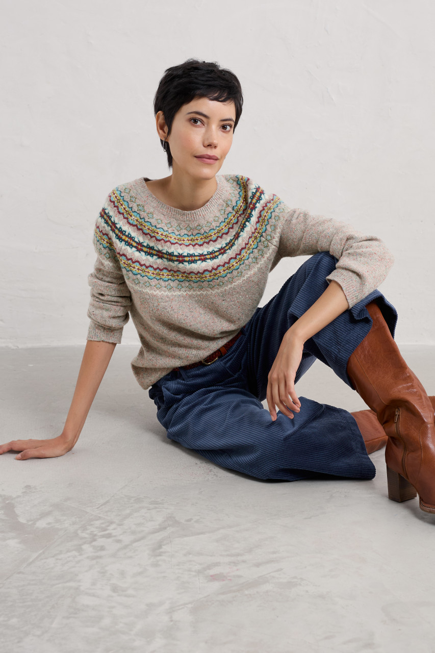 Seasalt Cornwall Pullover Seas Edge Damen Beige Rosa Türkis Fairisle