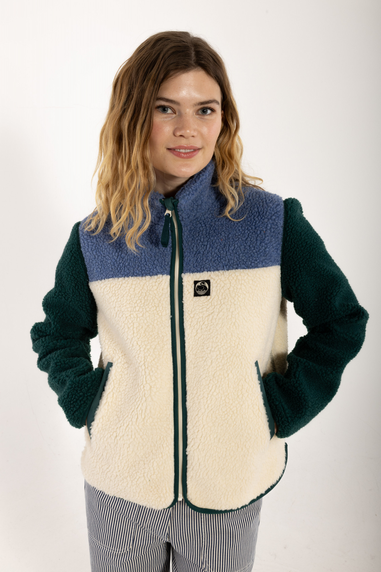 Danefae Danebirk Fleecejacke Weiß Blau Grün