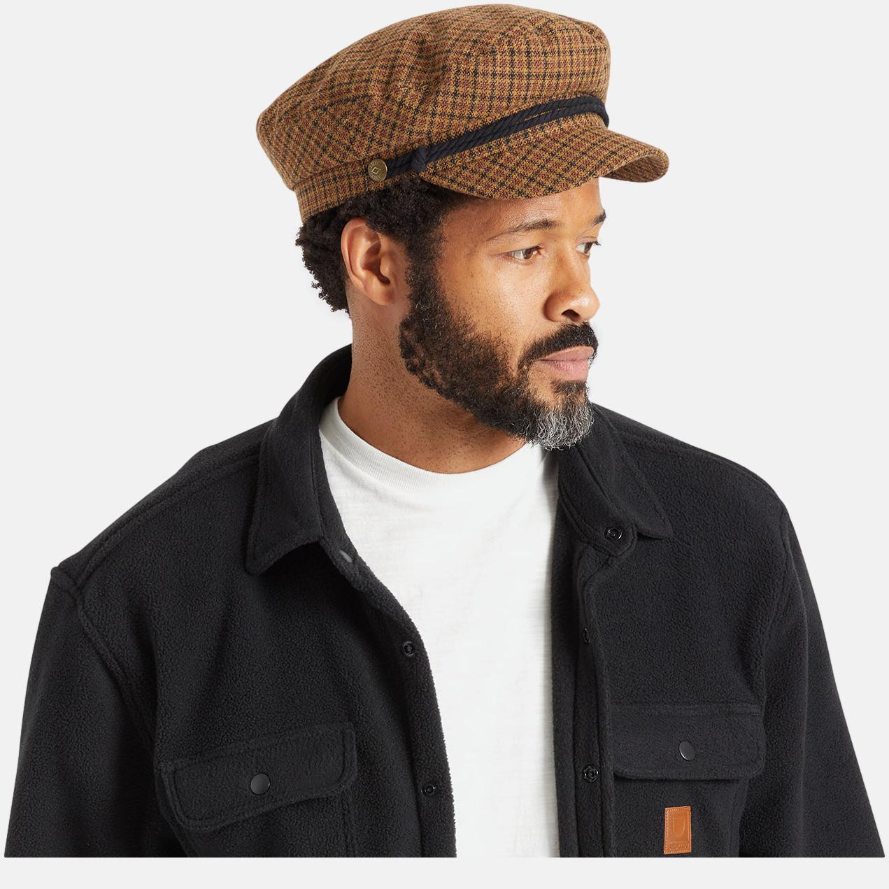 Brixton Fiddler Cap Elbsegler Caramel Black Kariert Beige Hellbraun Schwarz