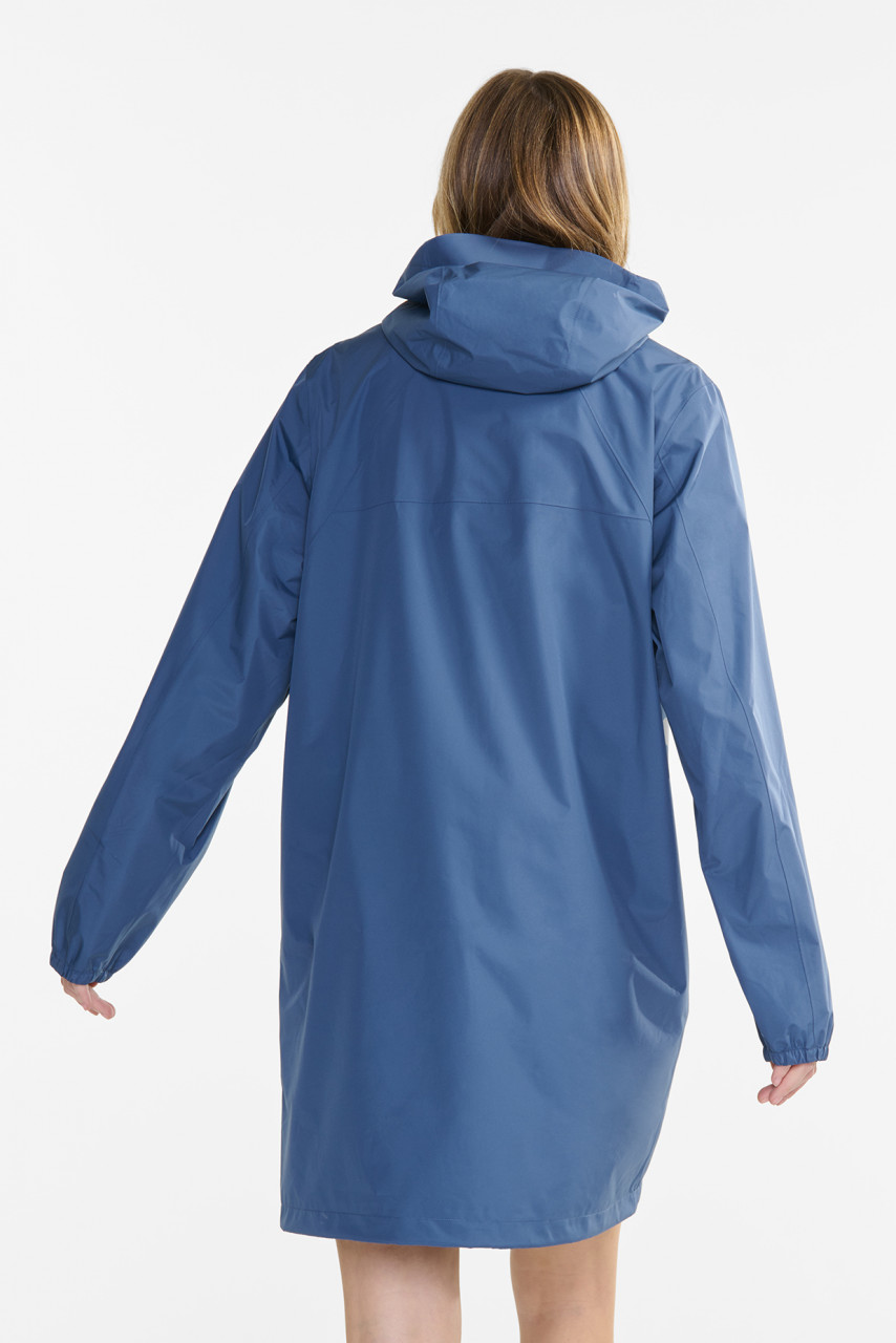 Aigle Regenjacke Hellblau Langer Parka Packbar Jeans Blau