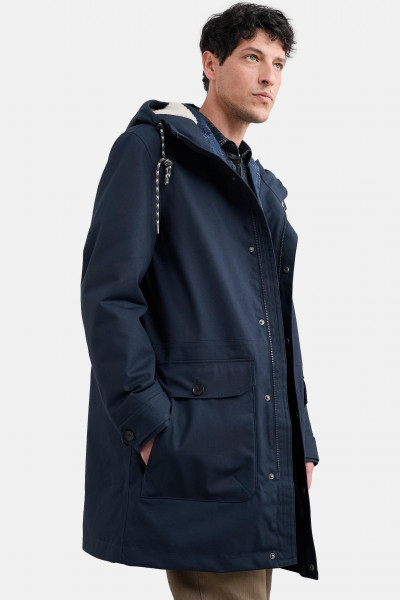 Seasalt Cornwall Regenjacke Tidesman Coat Herren Blau Navy Parka Wintermantel