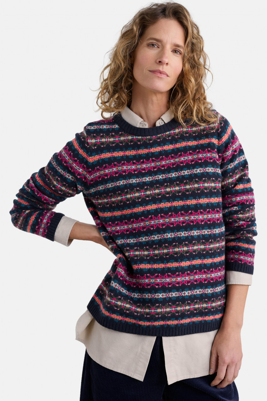 Seasalt Cornwall Pullover Percella Cove Damen Blau Pink Fairisle