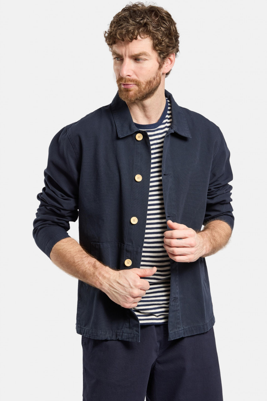 Armor Lux Übergangsjacke Herren Blau Overshirt Fischerjacke Canvas Heritage