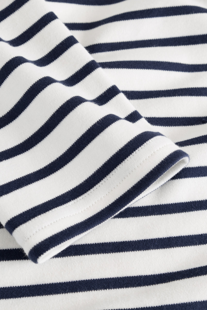 Hanseheld Streifenshirt Herren Natur-Marine Langarm Weiß Blau GOTS Organic