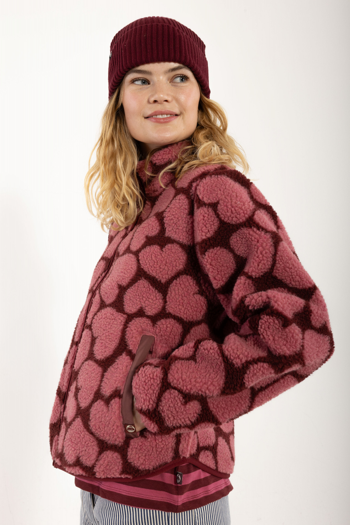 Danefae Danelabrador Fleecejacke Rot Rosa Herzen