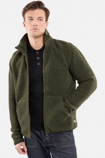 Armor Lux Fleece Jacke Herren Oliv Grün Veste Sherpa Wollmischung