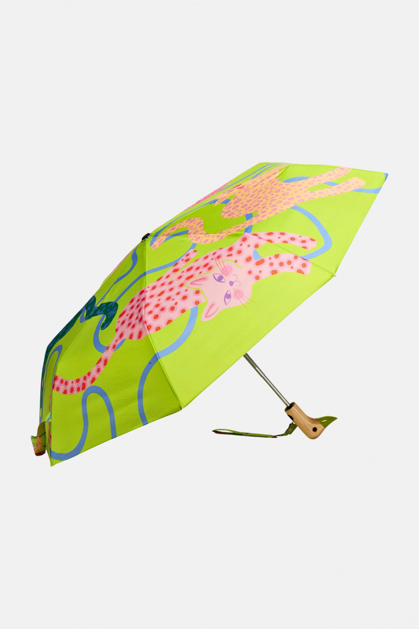 Original Duckhead Regenschirm Lime Arty Cats Hellgrün Neon Katzen Blau Rosa