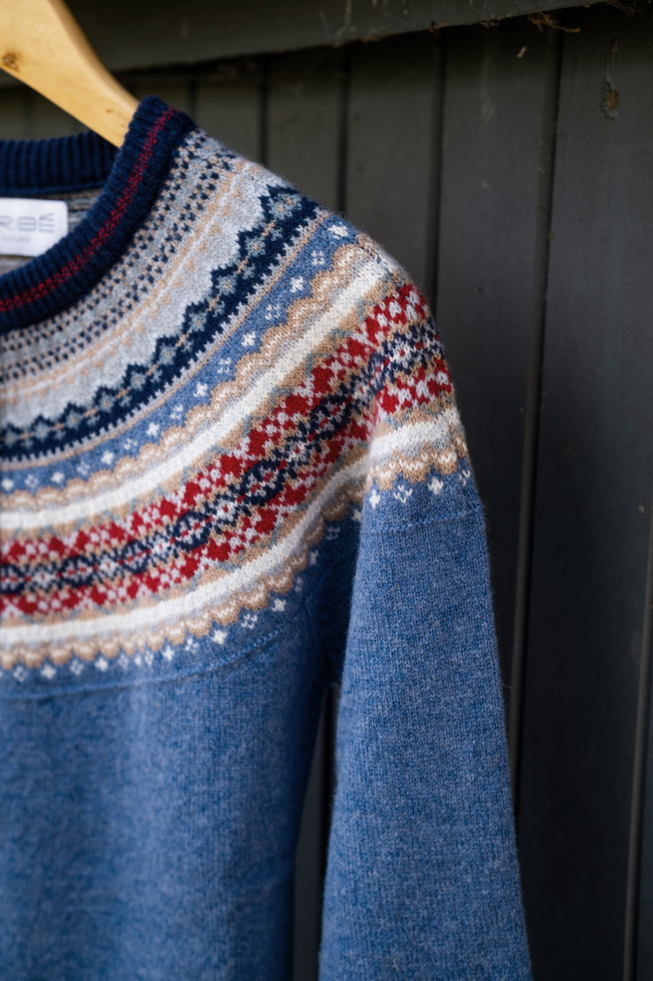 ERIBÉ Alpine Breeze Damen Blau Rot Pullover Fairisle