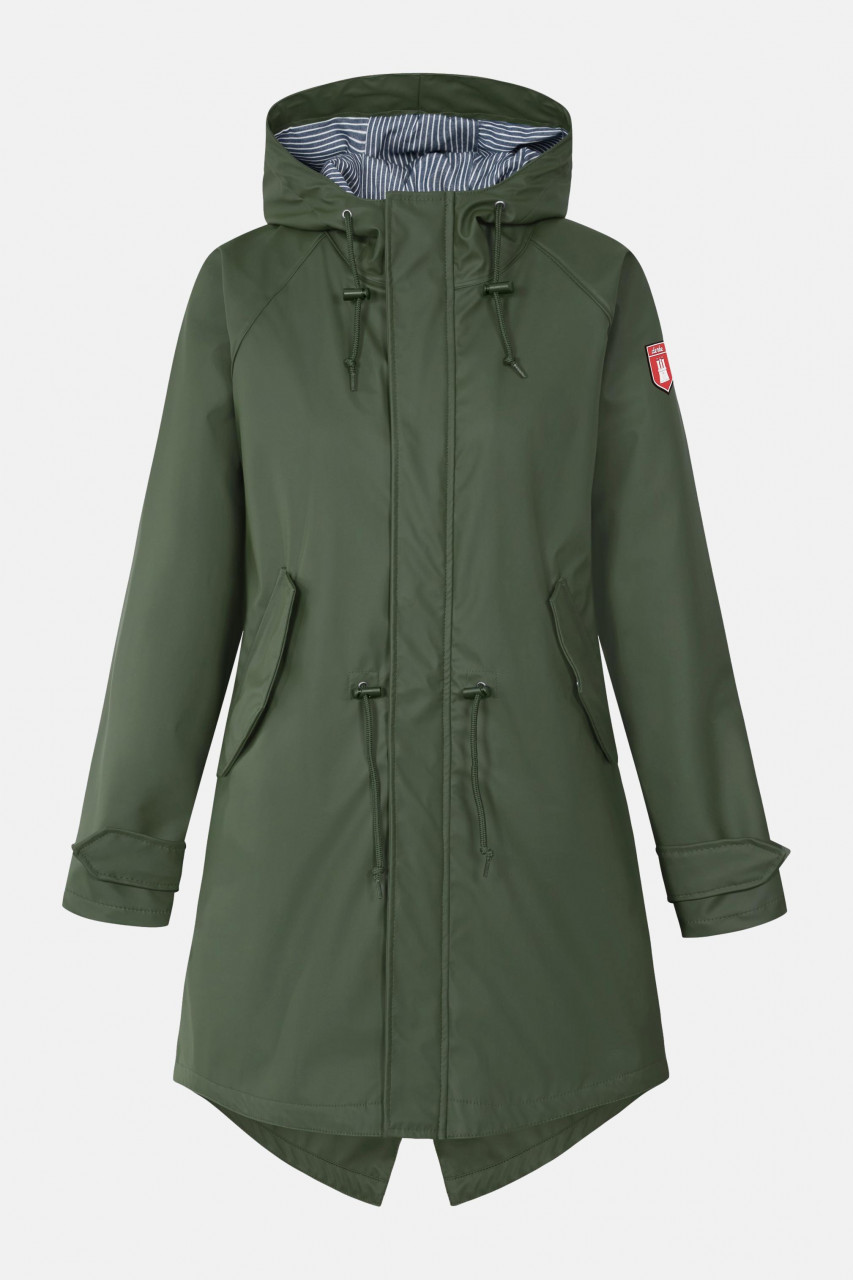 Derbe Traveby Friese Oliv Regenjacke Damen Nachhaltig Fisher