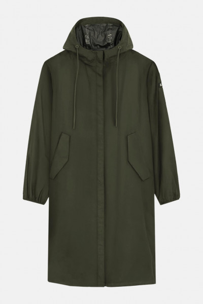 Aigle Regenjacke Damen Oliv Grün Langer Parka Packbar