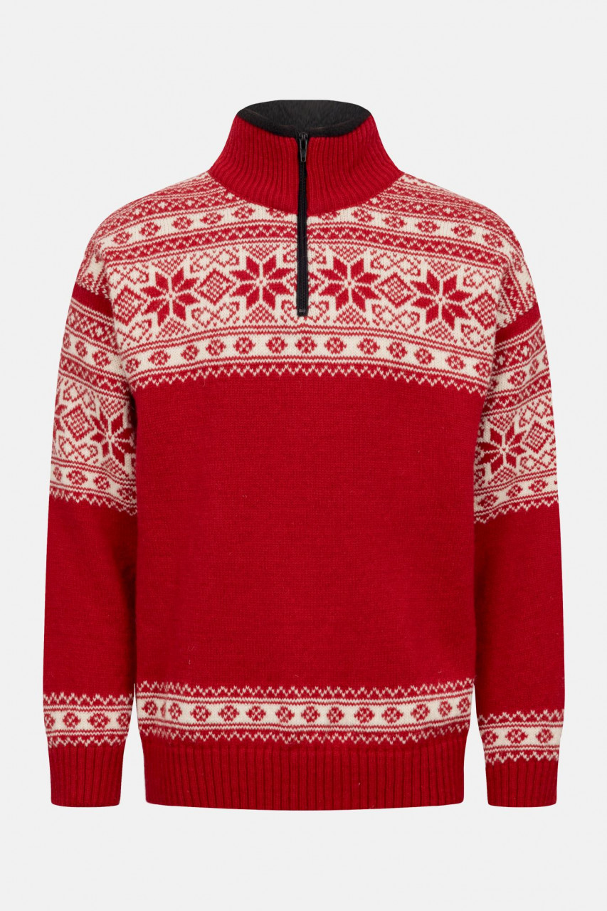 Bratens Norweger Pullover Rot Weiß Snøstjerne Schneeflocke Troyer