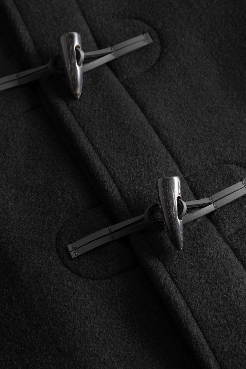 London Tradition Herren Dufflecoat Martin Schwarz Wollmantel