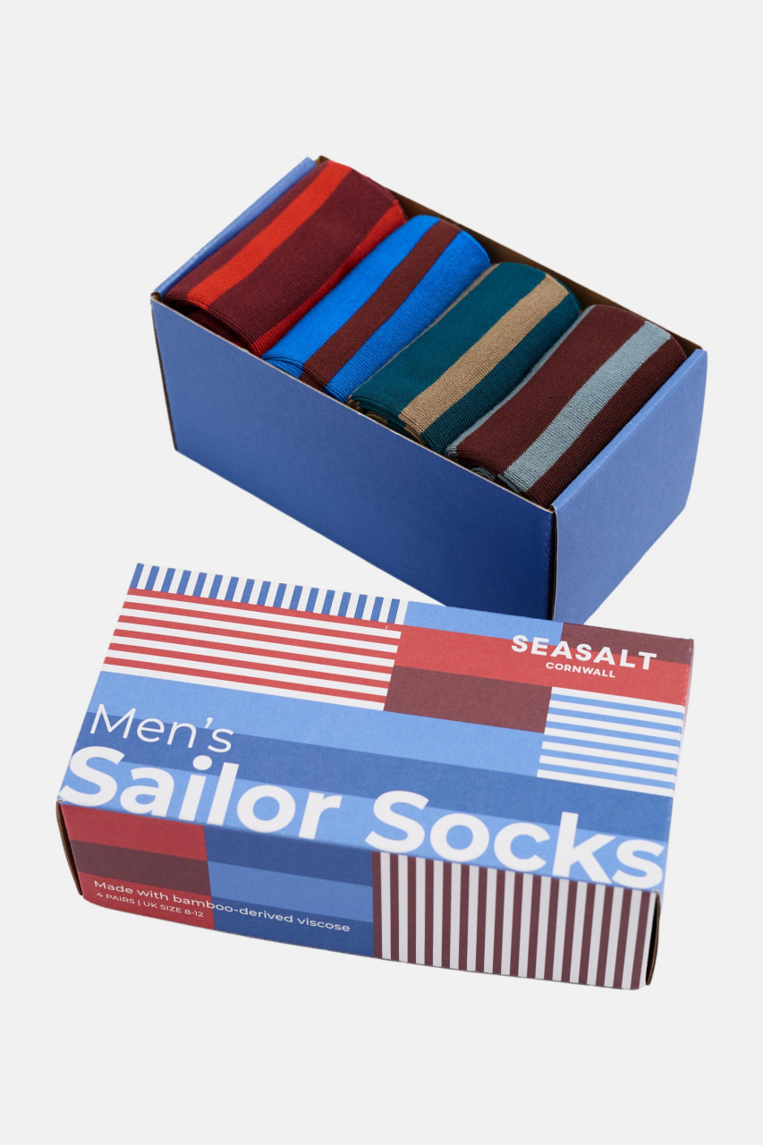 Seasalt Cornwall Sailor 4er Set Herrensocken Gestreift Guldize