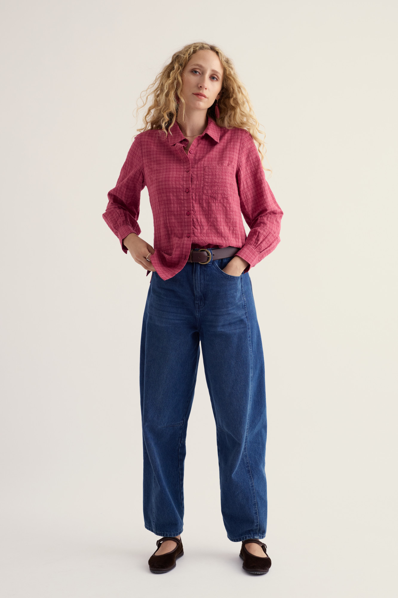 Seasalt Bluse Isla Shirt Damen Rosa Rot Karo Hemd