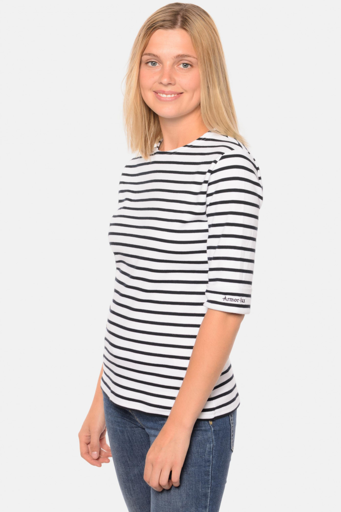 Armor Lux 3/4-Arm Streifenshirt weiß-marine Damen