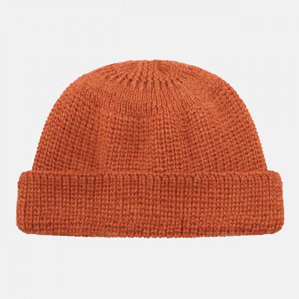 Hanseheld Strickmütze Seebär GOTS Dockermütze Seemannsmütze kurz und flach - Orange Meliert