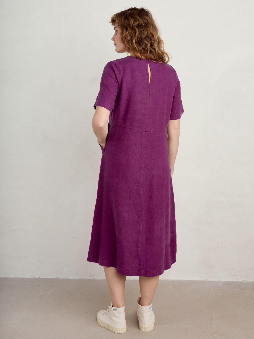 Seasalt Cornwall Kleid Grass Wave Damen Magenta Pink Leinen