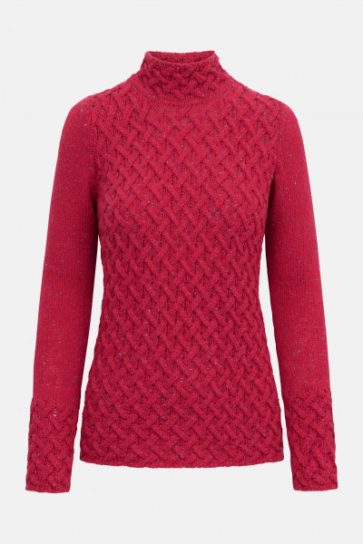 IrelandsEye Trellis Rot Damen Pullover Rollkragen