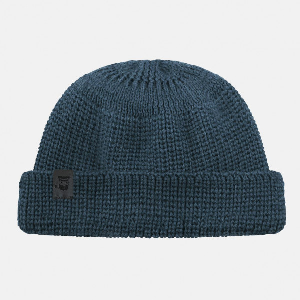 Hanseheld Strickmütze Seebär GOTS Dockermütze Seemannsmütze kurz und flach - Jeans-Blau Meliert