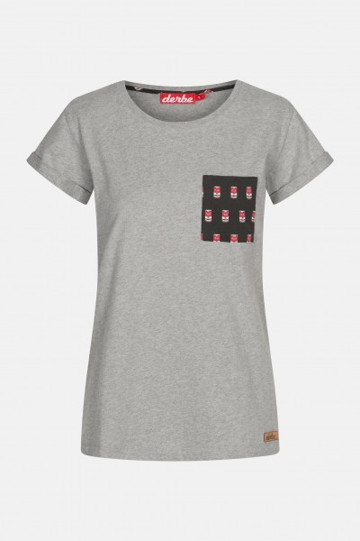 kk Derbe Labskaus Brusttasche Damen Shirt Grey Melange Grau Derbe Labskaus Brusttasche Damen Shirt Grey Melange Grau