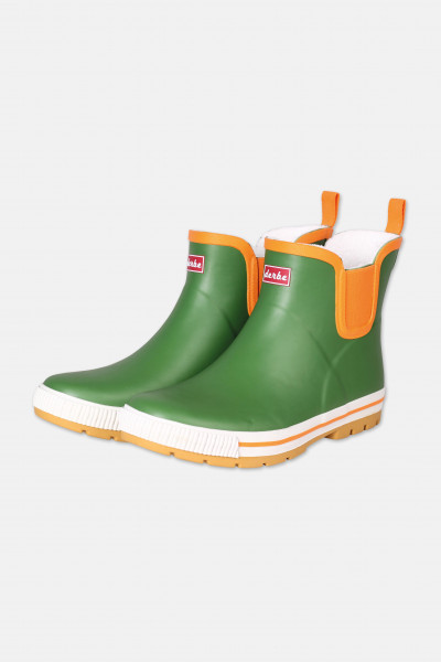 Derbe Wattpuuschen Pelz Cactus Grün Sun Orange Gummistiefel Halbstiefel
