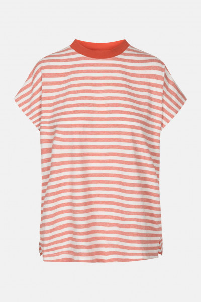 MELA Madhu Damen T-Shirt Thin Stripes Terracotta Gestreift Orange