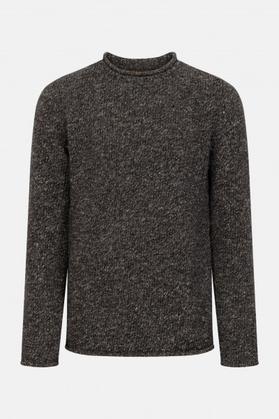 Fisherman out of Ireland Pullover Herren Grau Braun Rollrand