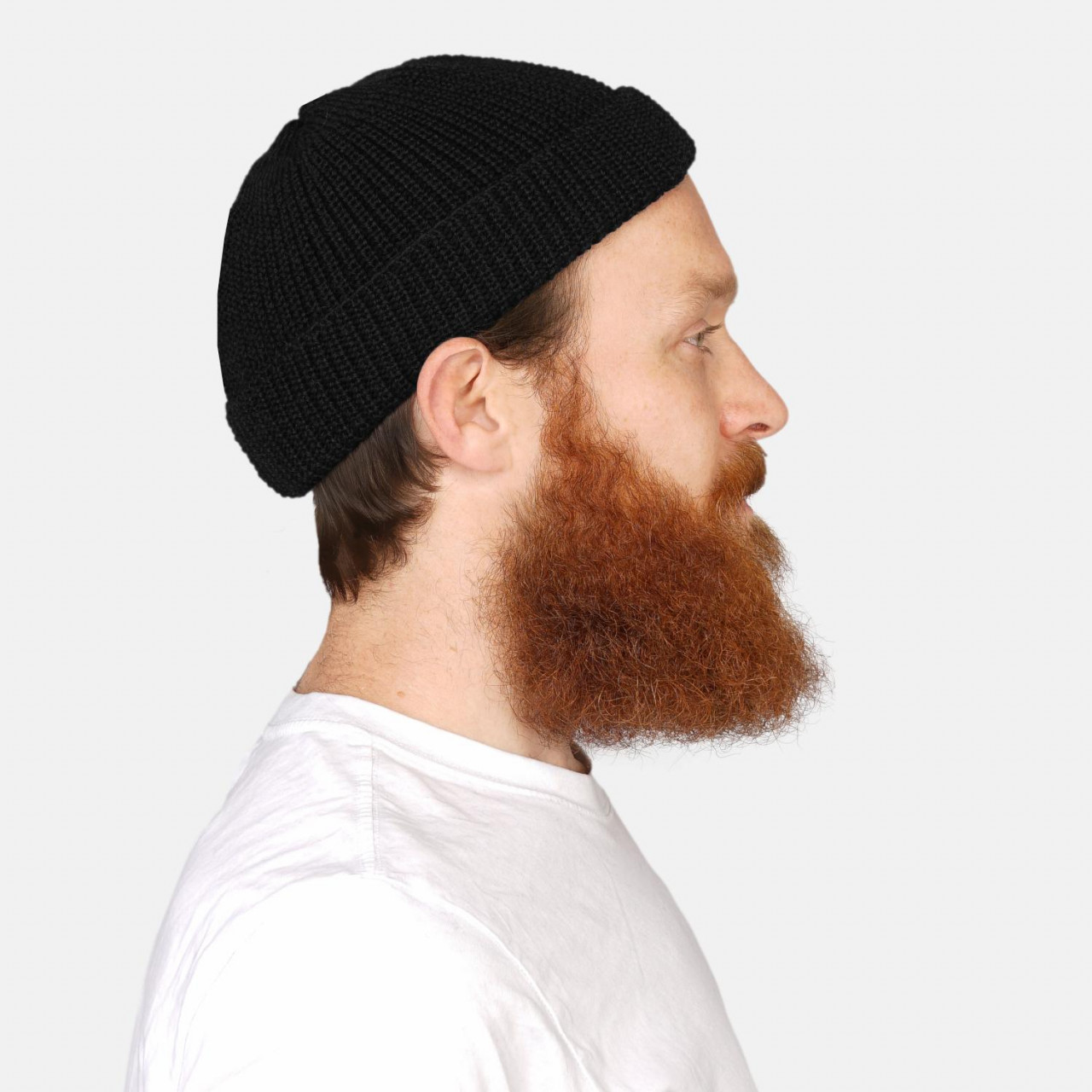 Hanseheld Strickmütze Seebär GOTS Dockermütze Seemannsmütze kurz und flach - Schwarz