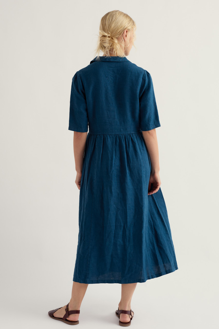 Seasalt Kleid Fen Violet Damen Blau Petrol Leinen Fischer