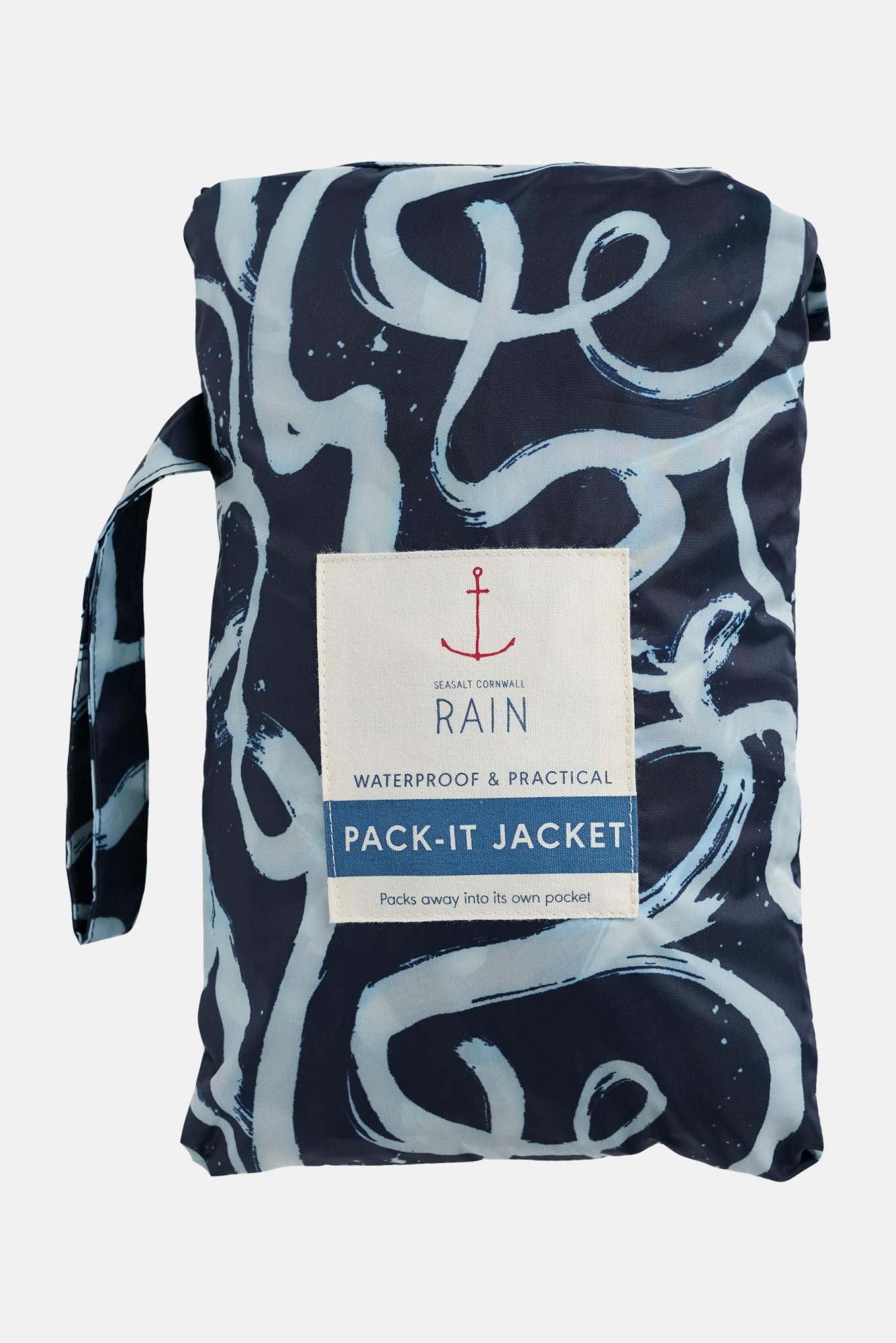 Seasalt Cornwall Regenjacke Packable Damen Blau Weiß Wellen Packbar