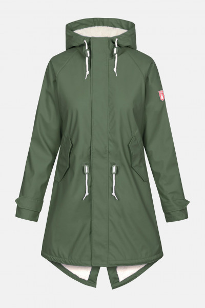 Derbe Friese Tidaholm Damen Regenjacke Oliv Gefüttert