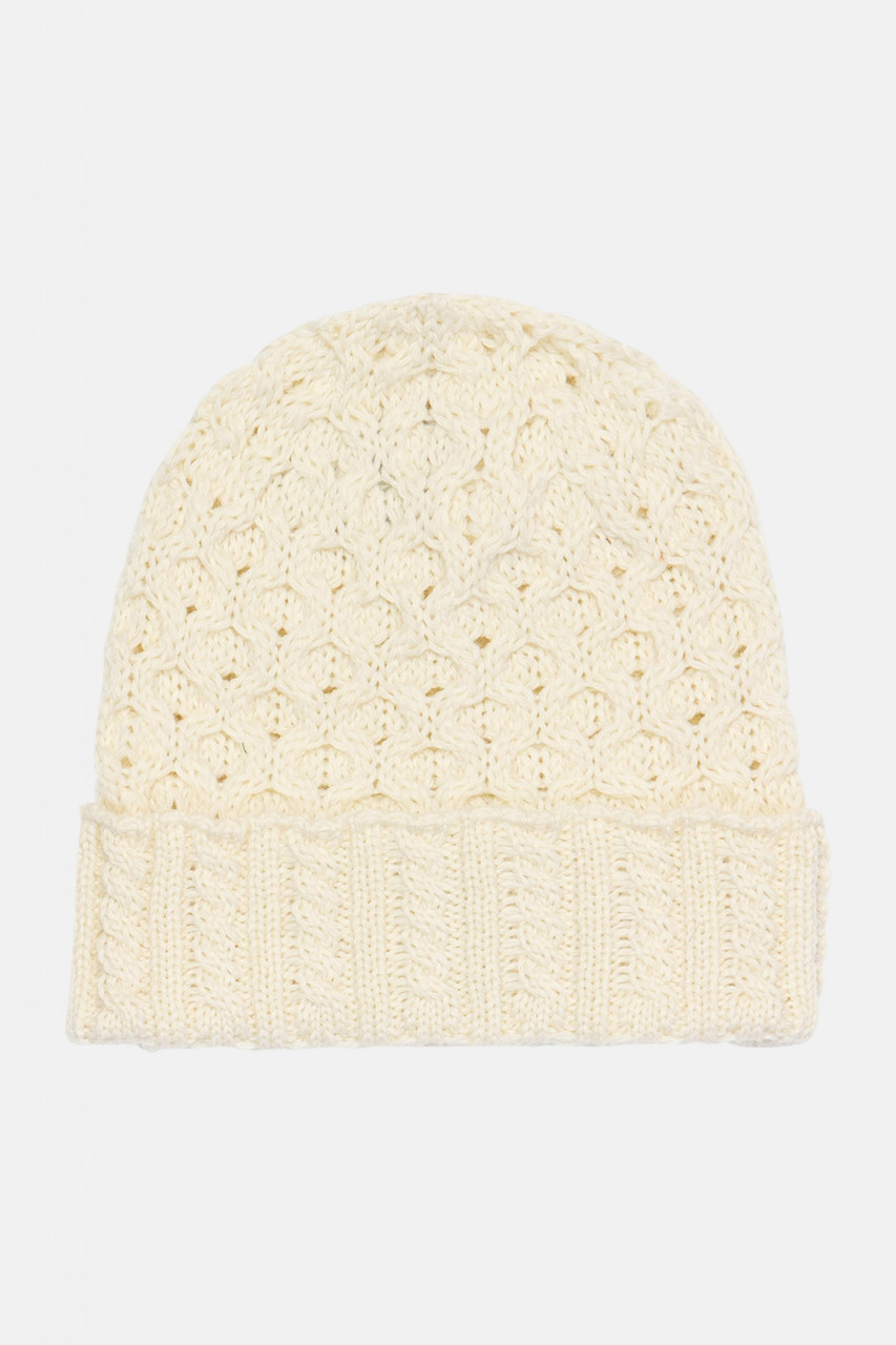Aran Strickmütze  Natural Weiß für Unisex von IrelandsEye