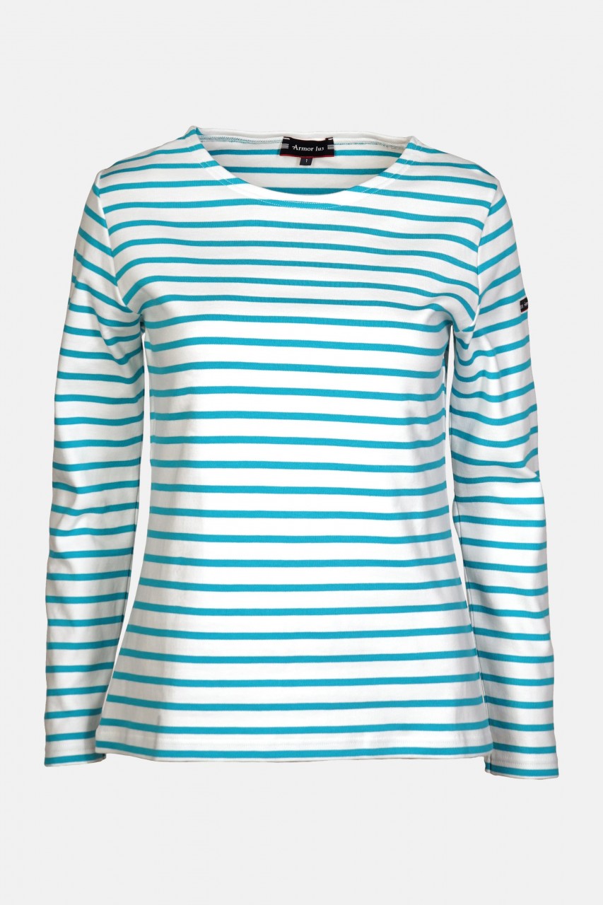 Armor Lux Lesconil Damen Streifenshirt Weiß Türkis