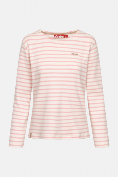 Derbe Streifenshirt Interstriped Damen Weiß Rosa Langarmshirt GOTS Organic