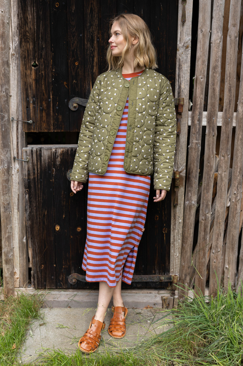 Danefae Daneland Steppjacke Oliv Grün Blumen Floral Übergangsjacke