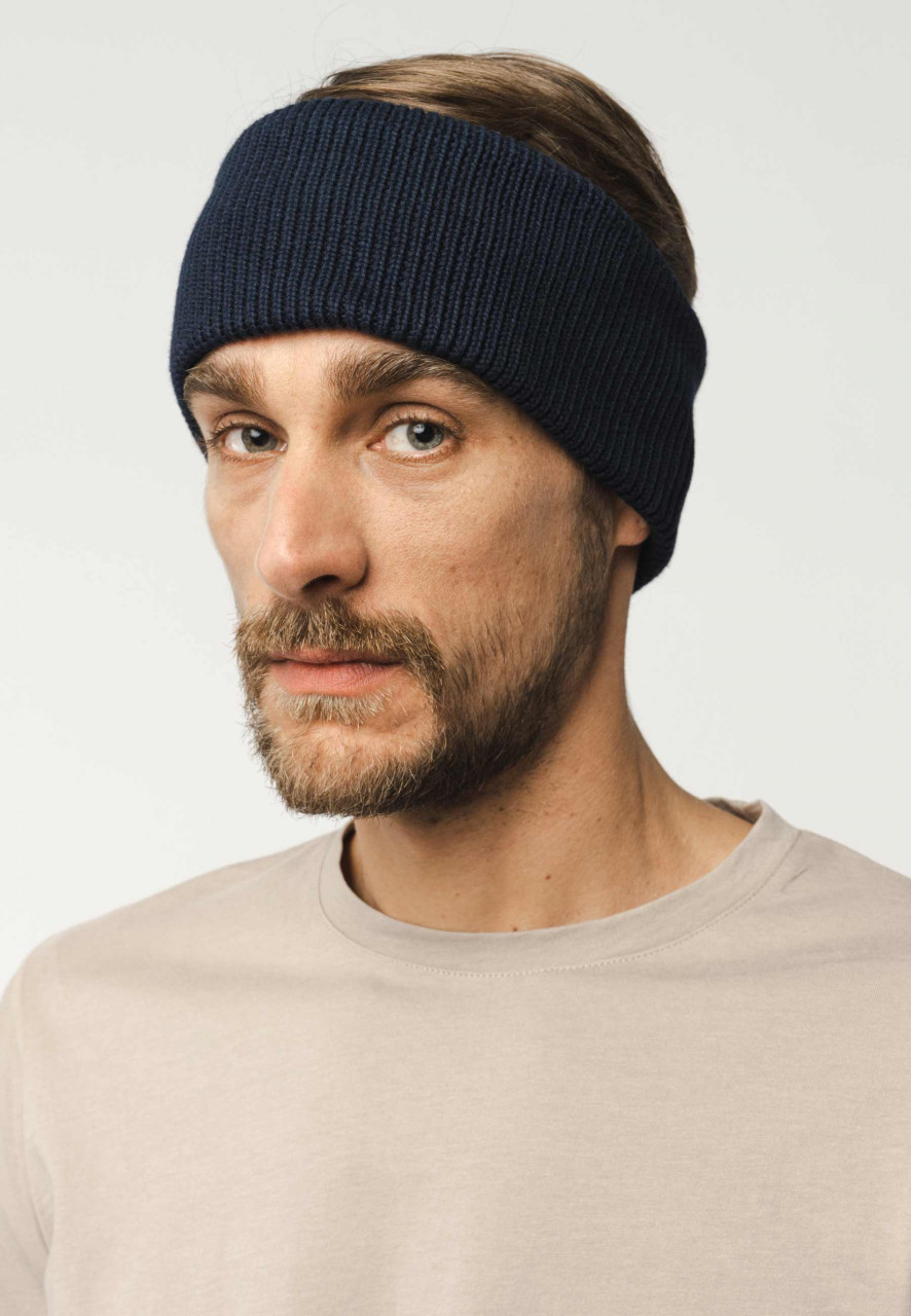 MELA KIRON Stirnband Dunkelblau Rippstrick