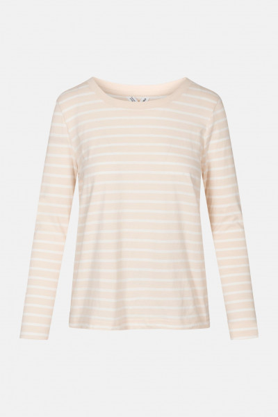 MELA Reena Damen Longsleeve Streifenshirt Beige Weiß