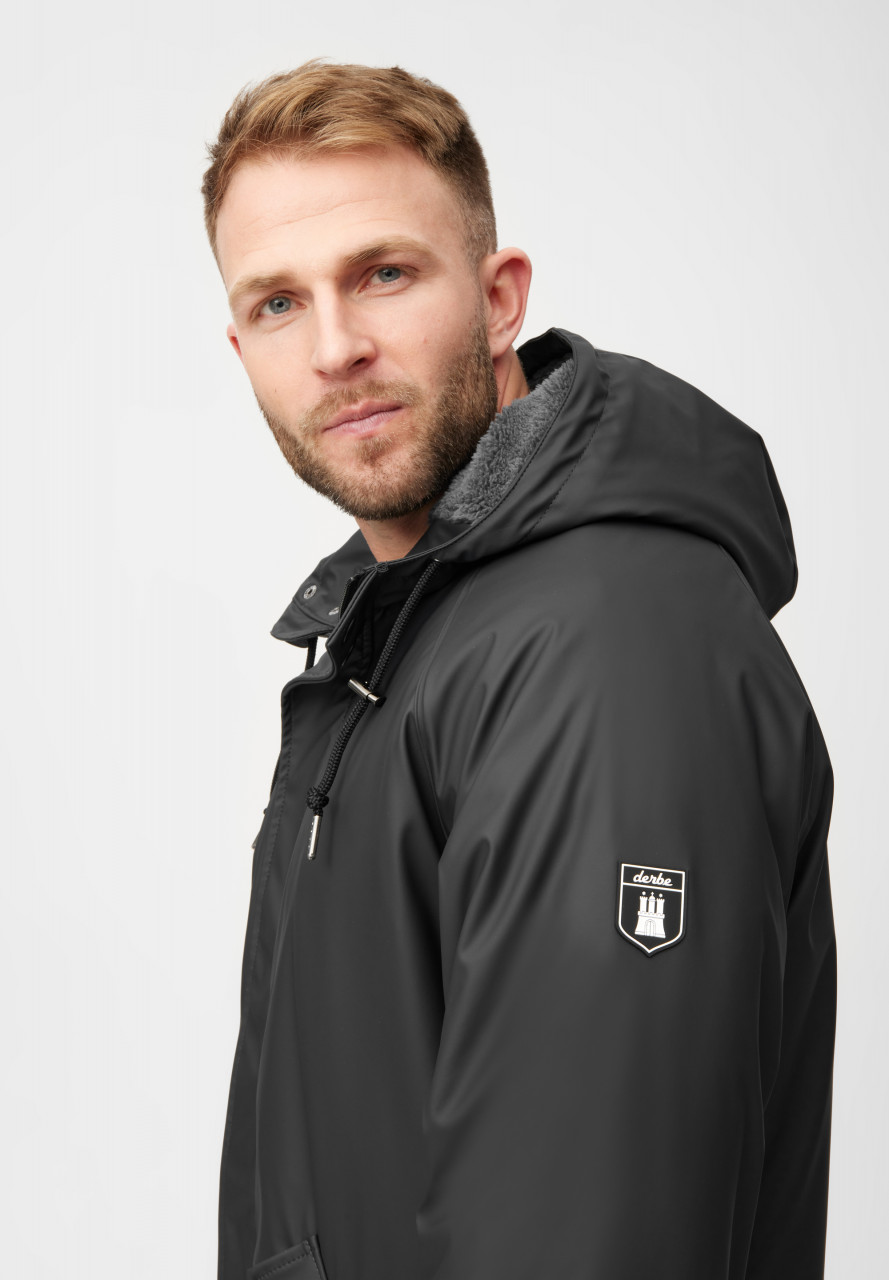 Derbe Regenjacke Trekholm As Herren Schwarz Gefüttert