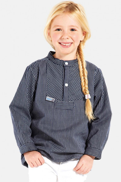 KindKind trägt Fischerhemd Blau Basic von modAS